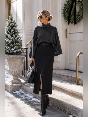 Zara Charcoal Turtleneck Sweater